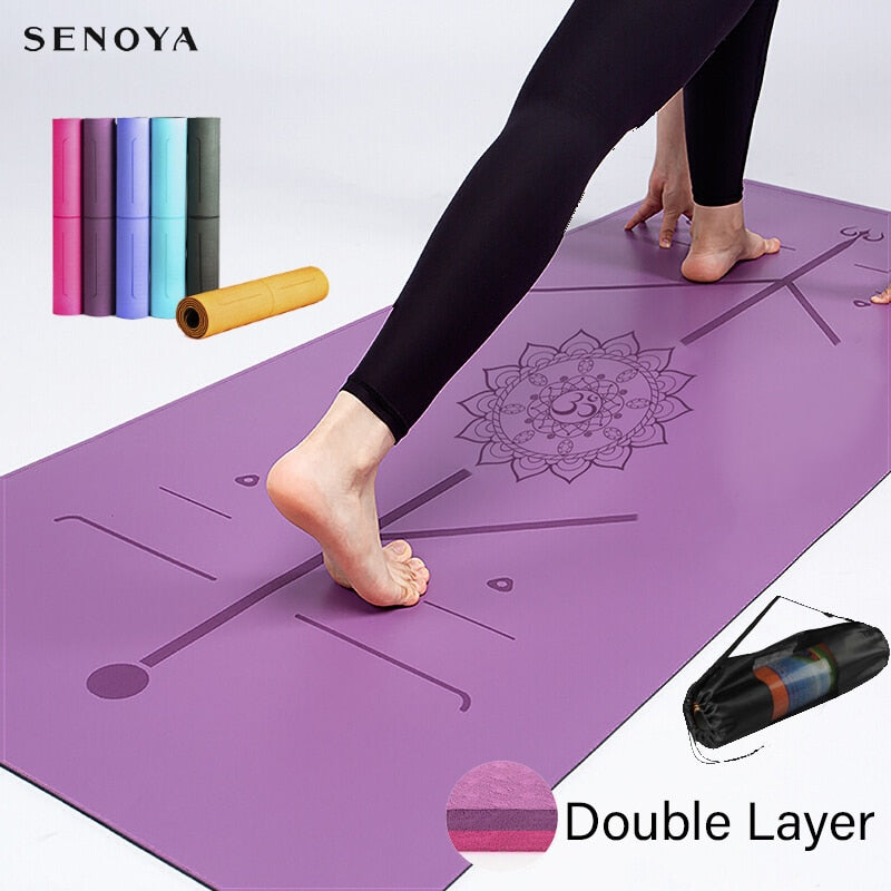 TAOZG TPE Yoga Mat Double Layer Non-Slip with Position Line